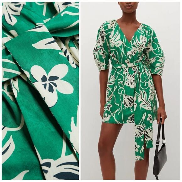 Mango Cotton Wrap Dress Floral New - Picture 1 of 9